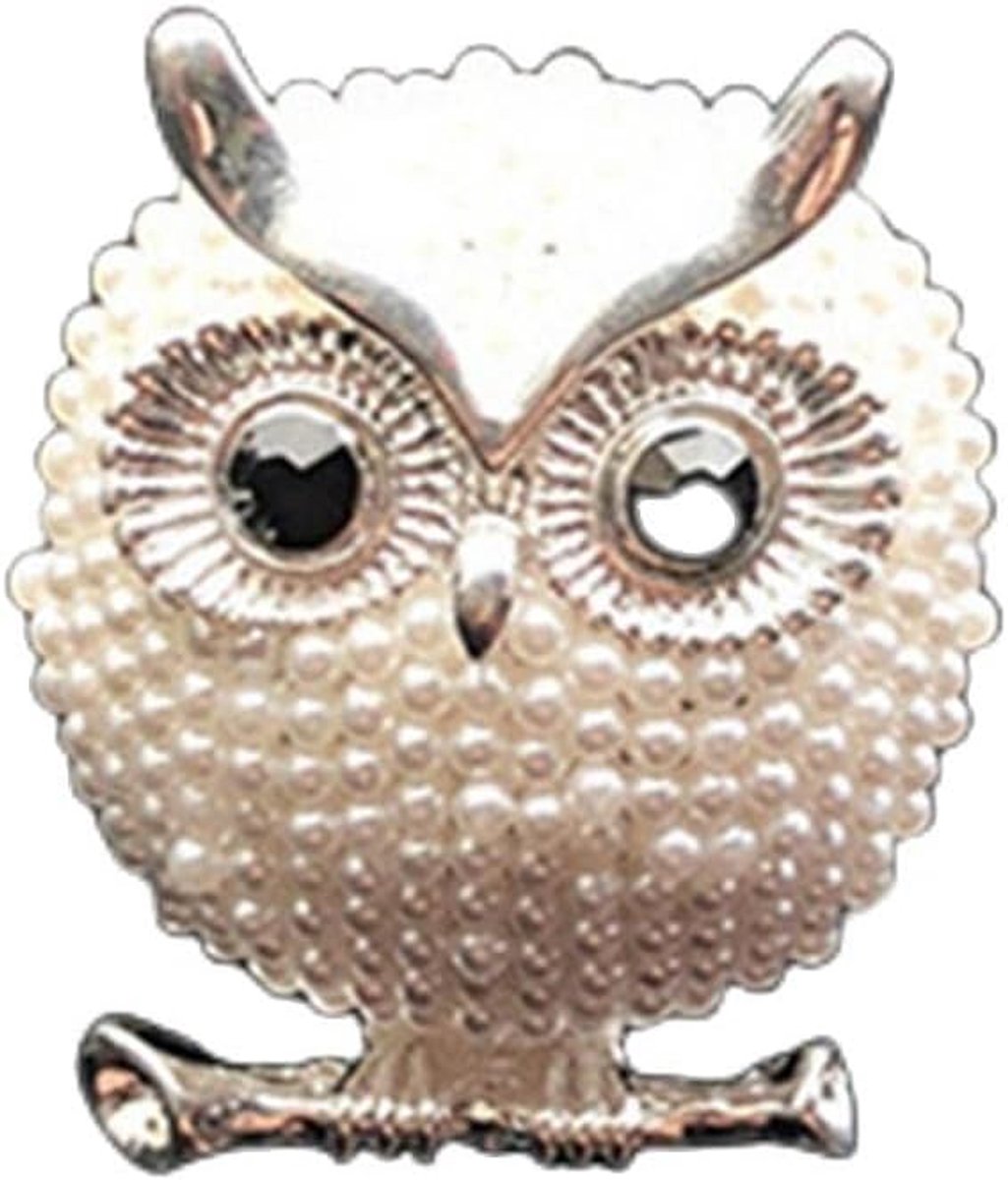 Uil Auto Decoratie - Luchtverfrisser Clip - Auto Opfrissen - Kristal en Parels - 4x3.5cm - Zilver