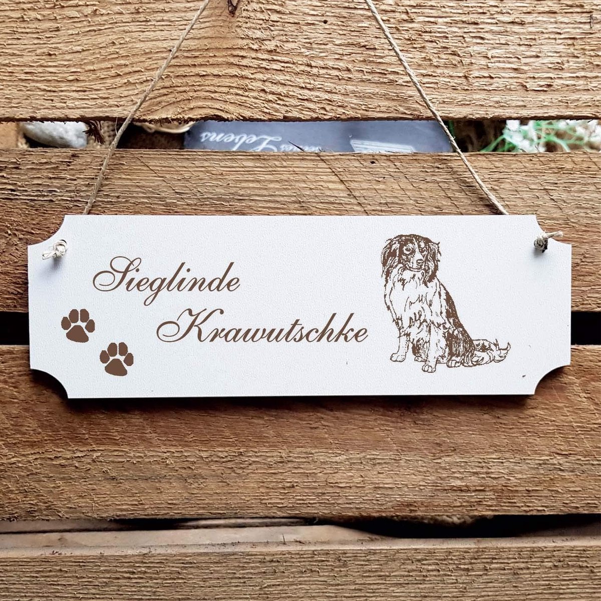 Decoratief Bord - Huisnummer Naambord - Persoonlijke Wensgravure - Shabby Stijl Decoratie - 20 x 67 cm - Wit