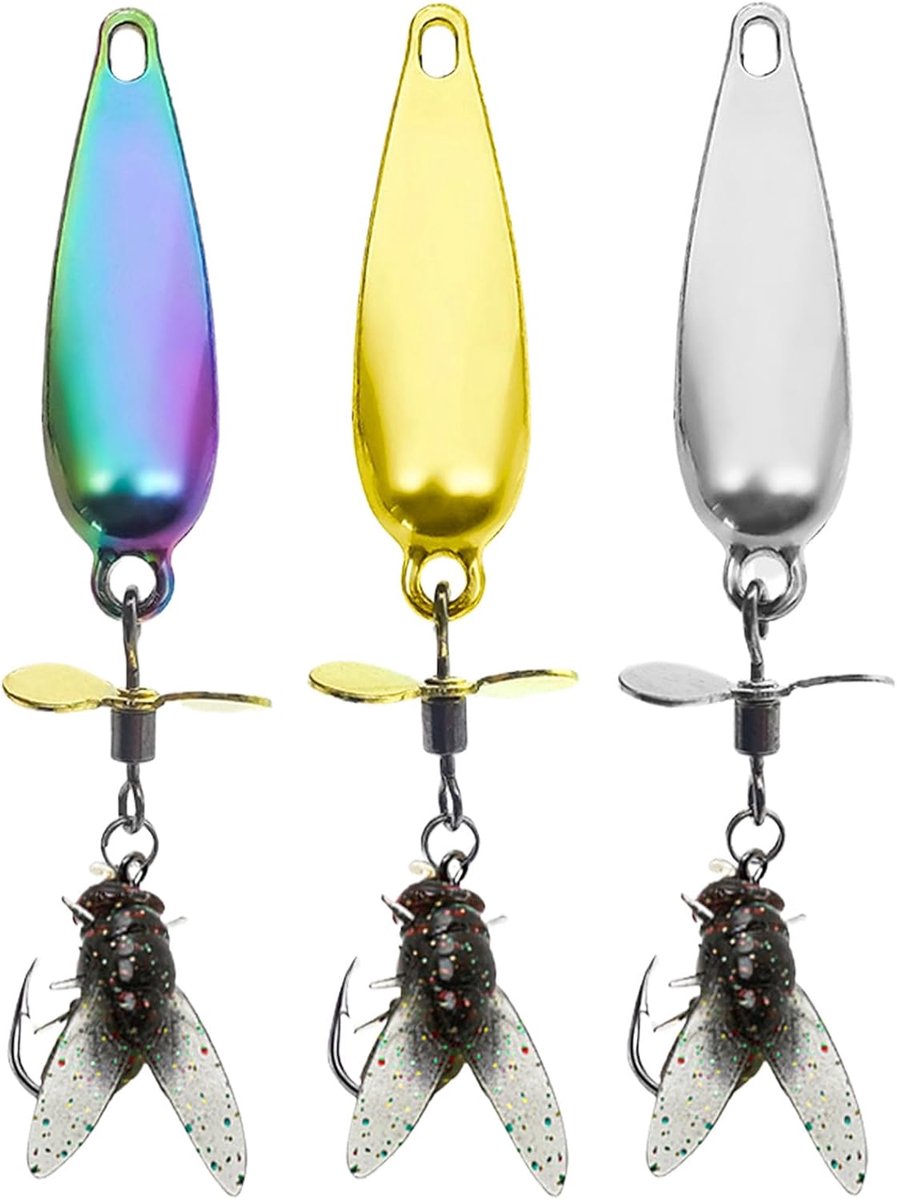 Spinner Vis Aas - Metalen Propeller Aas - Vissen Lokken - Dynamische Zichtbaarheid - Set van 3 - Multicolor
