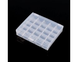 Cucito Stuff Box van Leer voor Naaiaccessoires, Plastic Lege Spoelbox, Organizer voor 25 Spoelen en Naaihulpmiddelen