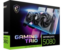 MSI NVIDIA GeForce RTX 5080 16 GB GAMING TRIO OC - BLACK - Videokaart - 16GB - GDDR7 - PCIe 5.0 - 1x HDMI 2.1b - 3x DisplayPort 2.1a