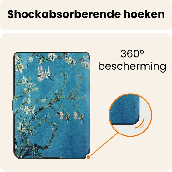 Hoesje Geschikt voor Kobo Nia Hoes Book Case Trifold - Hoes Geschikt voor Kobo Nia Hoesje Book Cover - Bloesem van Hoesje  — afbeelding 4