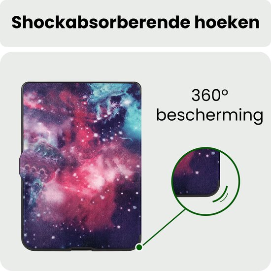 Hoes Geschikt voor Kobo Nia Hoesje Bookcase Cover Hoes Trifold - Hoesje Geschikt voor Kobo Nia Hoes Cover Case - Galaxy — afbeelding 4