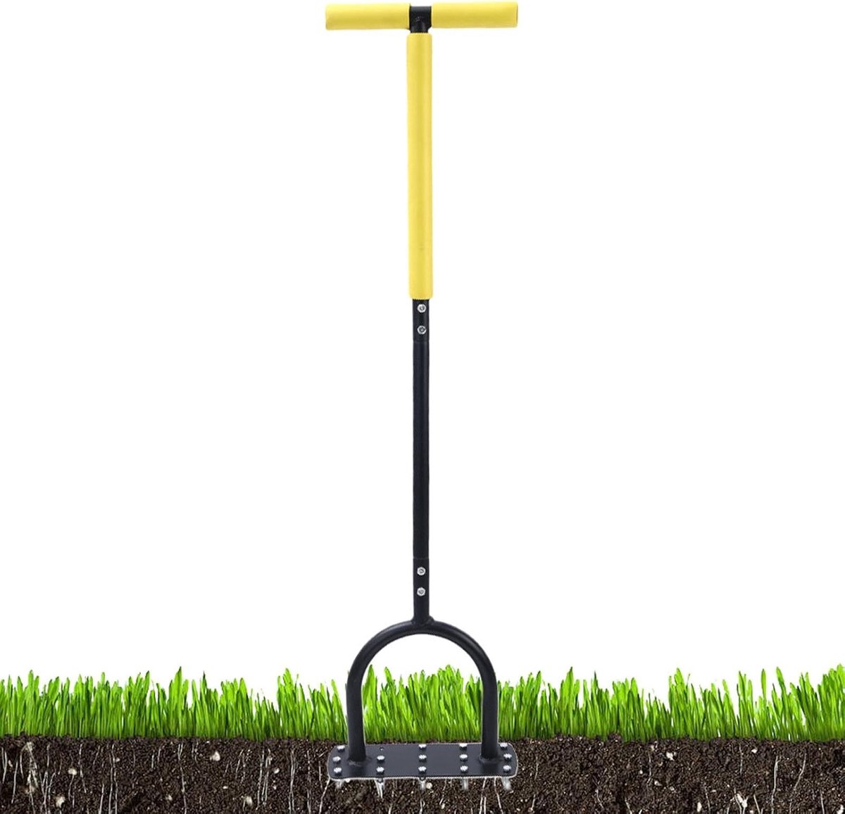 Gazonbeluchter Handmatig - Bodemsteker Tuin - Grond Losmaken - Roestbestendige Constructie - 100x24.5x15 cm - Zwart