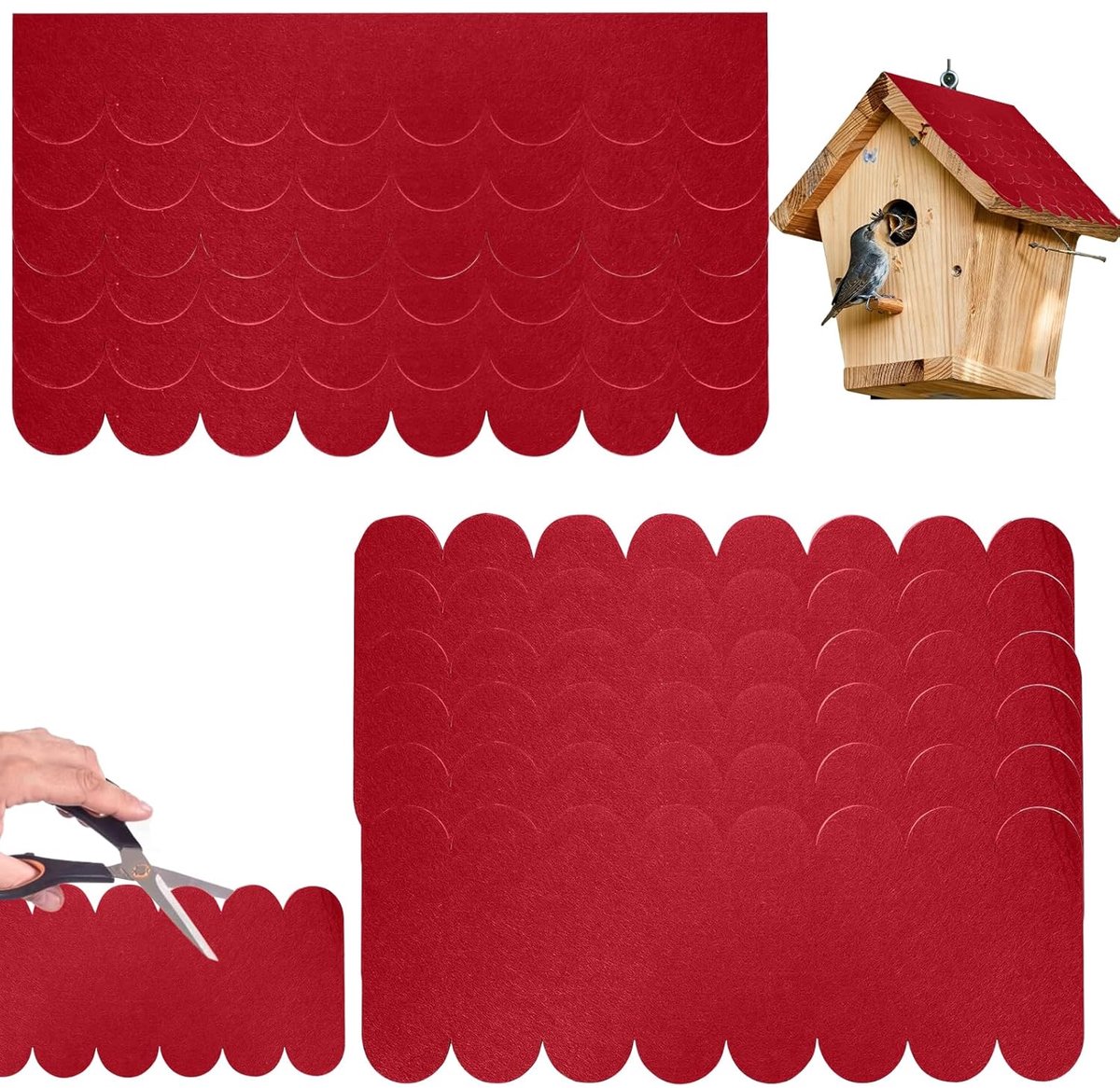 Dakvilt shingles - Mini dakpannen - Kleine daken bedekken - Zelfklevend sterk hechtend - 20 stuks 300x110mm - Wijnrood