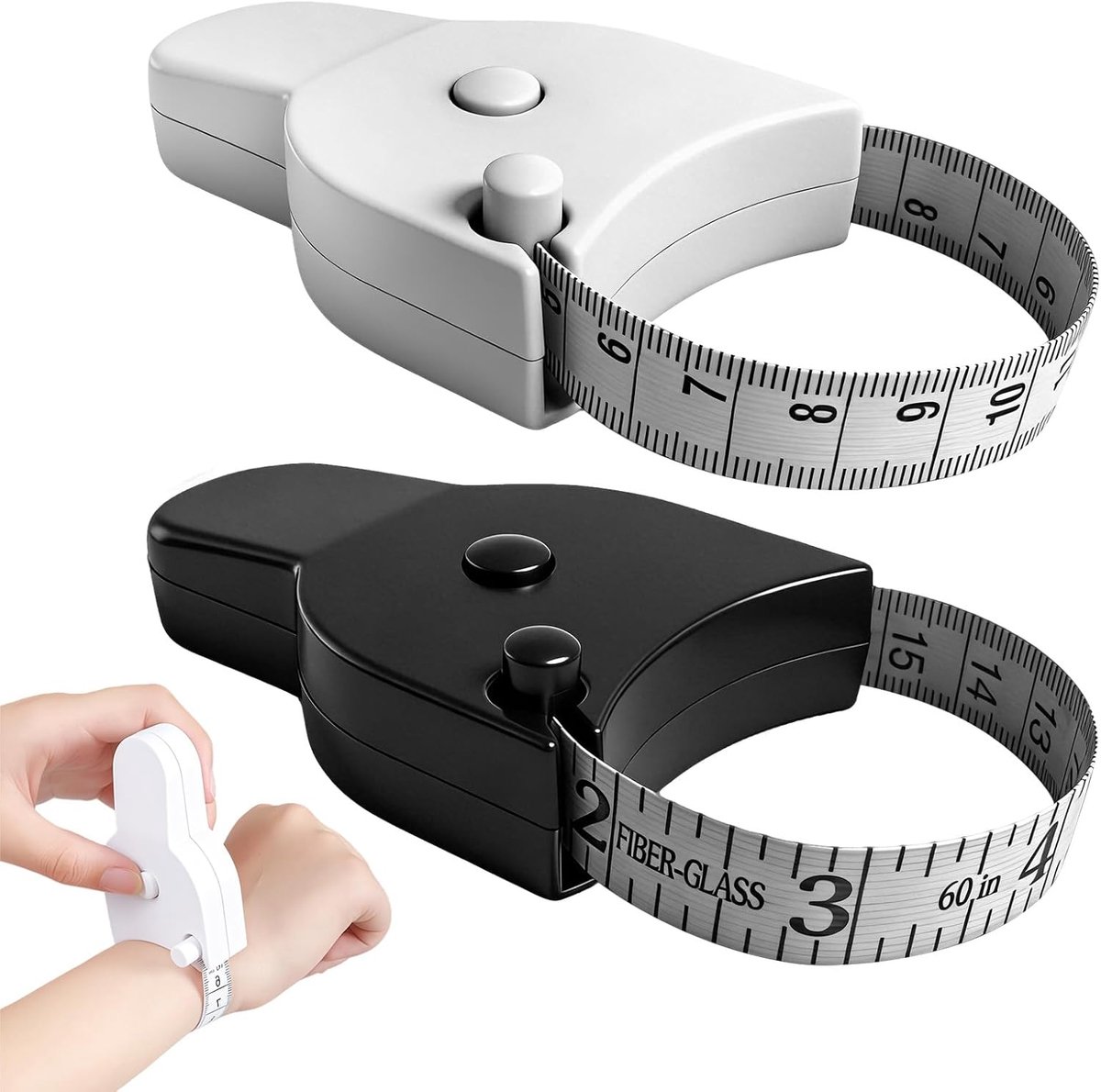 Meetlint Set - Zacht Meetlint - Lichaamsmeting Fitness - Dubbele Schaal Intrekbaar - 150 cm - Wit