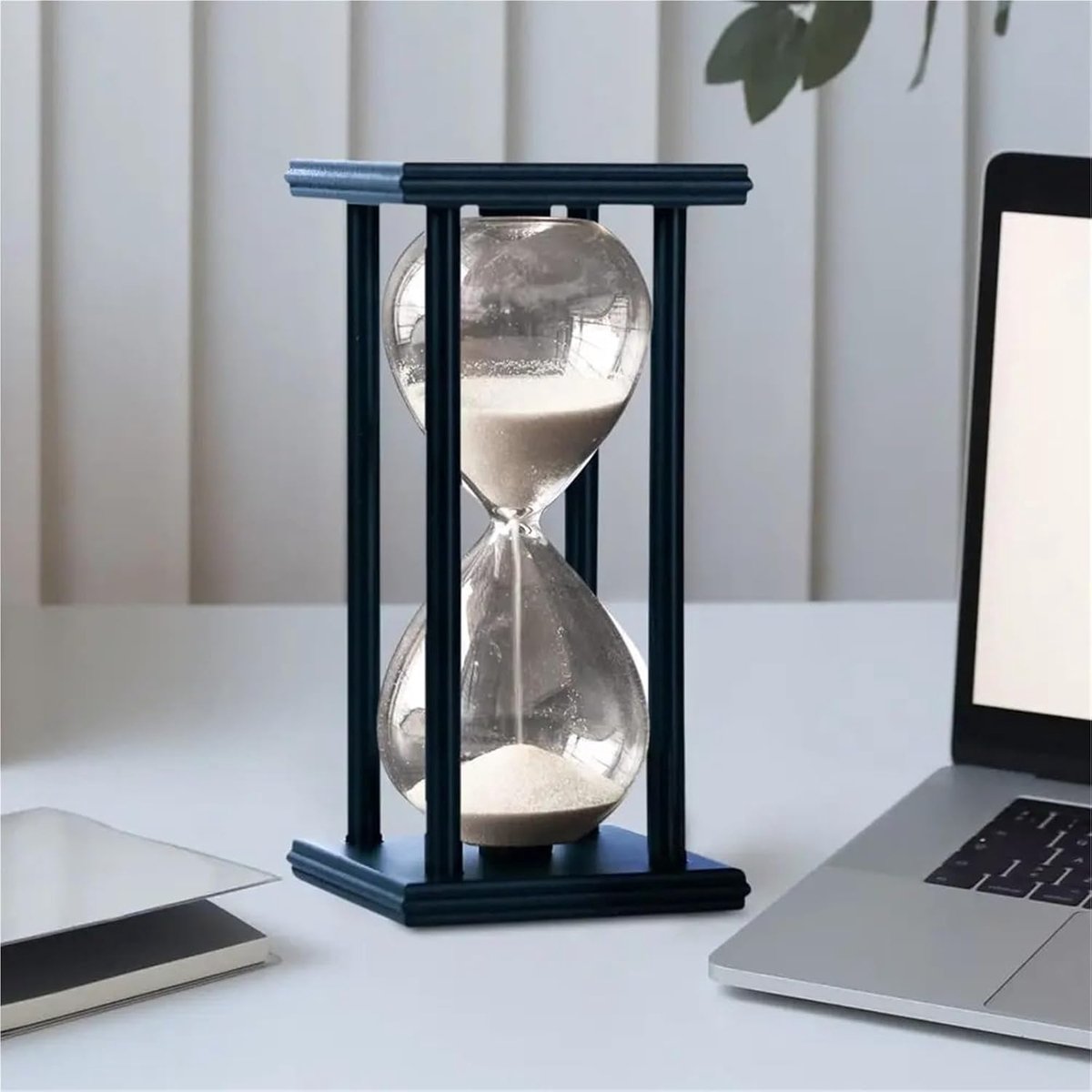 Zandloper Timer - Zandloper Hout - Tijd Management - Decoratief Design - 30 Minuten - Zwart