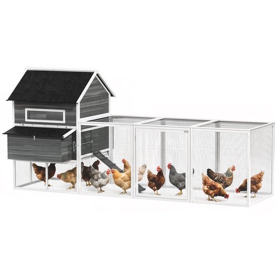 Pawhut Kippenhok-Grenenhout-347L x 160B x 150H cm-Donkergrijs