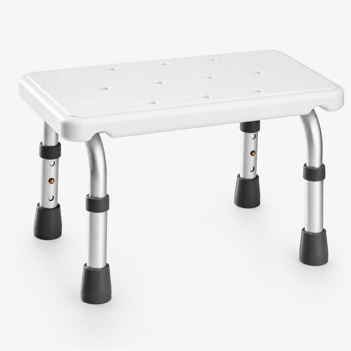 Badkamer krukje - Opstapje douche - Veilig douchen - In hoogte verstelbaar - 26 cm hoog - Zilver