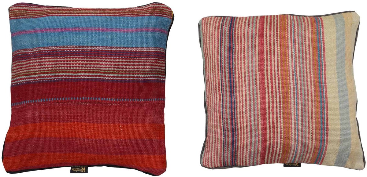 Multicolor Gestreepte Kilim Kussen