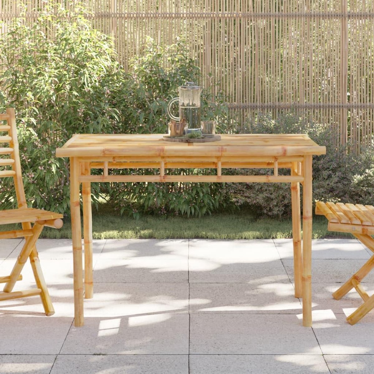 Eettafel Bamboe - Buitenmeubel Tafel - Buiten Eten - Robuust Duurzaam - 110 cm - Natuurlijk