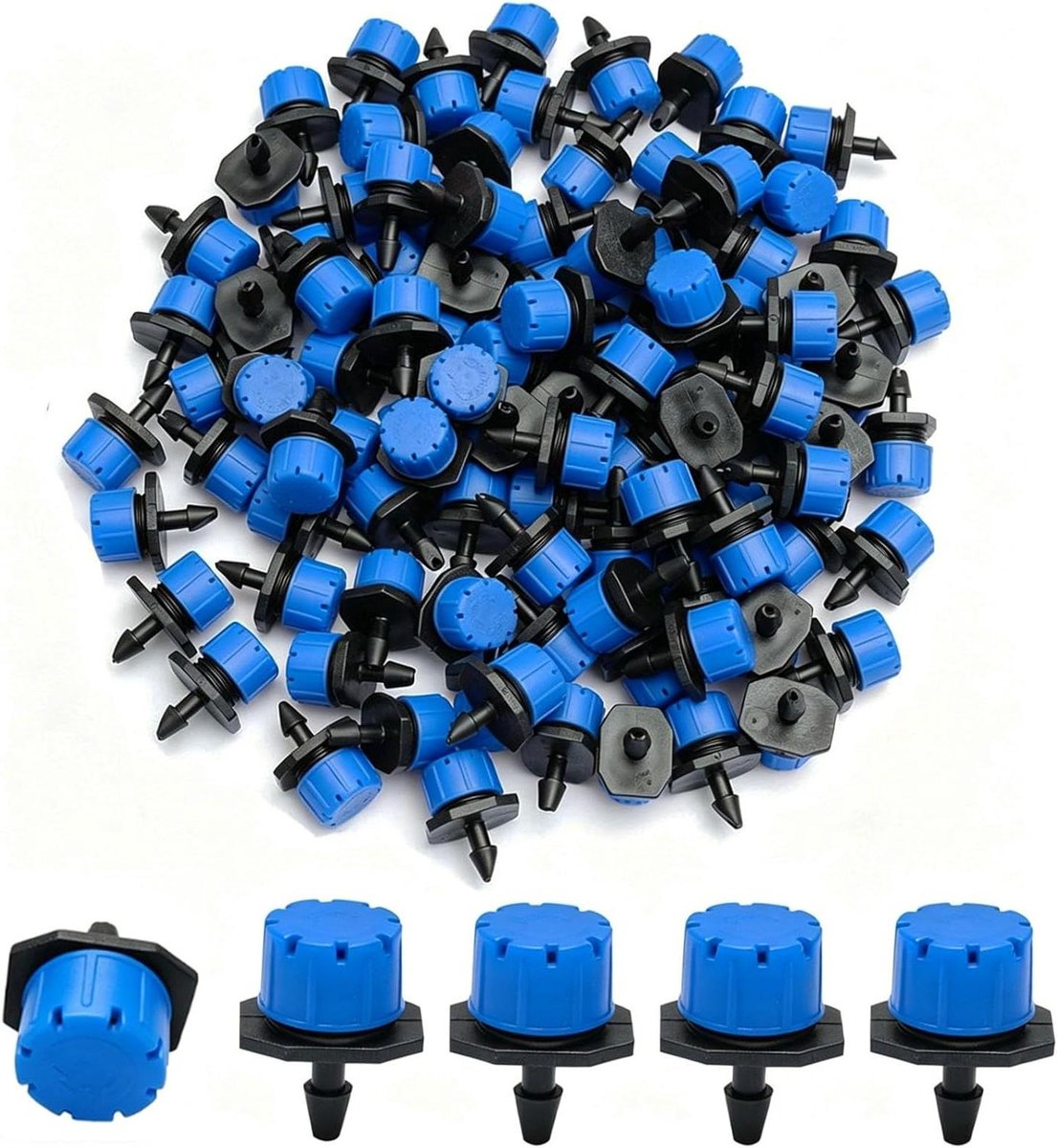 Druppelslang - Micro irrigatie - Planten water geven - 360 graden instelbaar - 100 stuks - Blauw