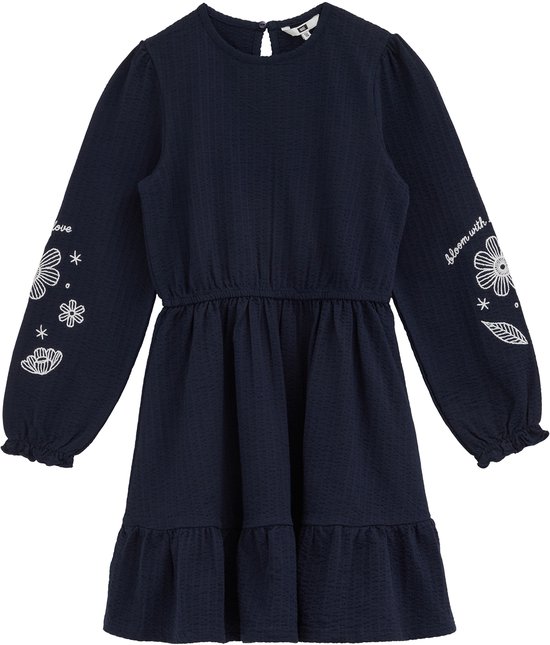 WE Fashion Meisjes seersucker jurk met embroideries