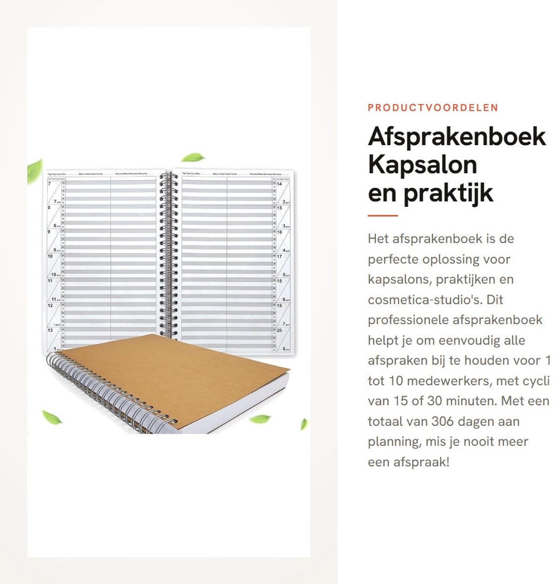 Dailygoods- Afsprakenboek 306 dagen - Professioneel - Universeel gebruik - Voor kapsalon/praktijk - 15/30 minuten cycli - 160 dagen plannen - Agenda