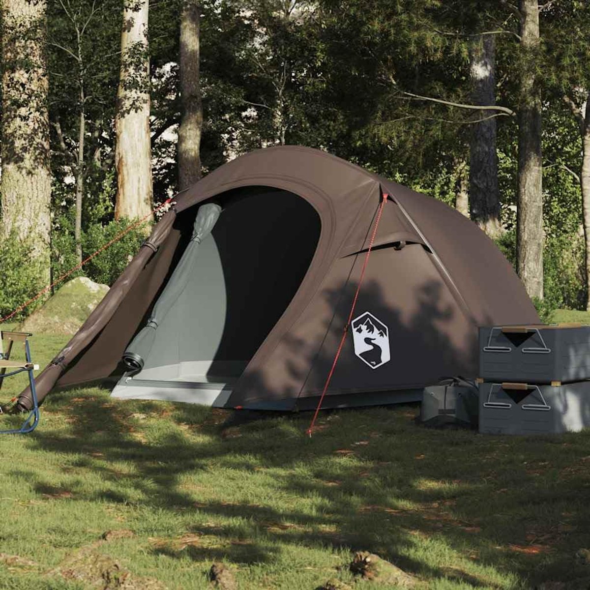 Tunneltent 3 Personen - Camping Tent - Buiten Kamperen - Afneembare Buitentent - 230 x 180 cm - Bruin