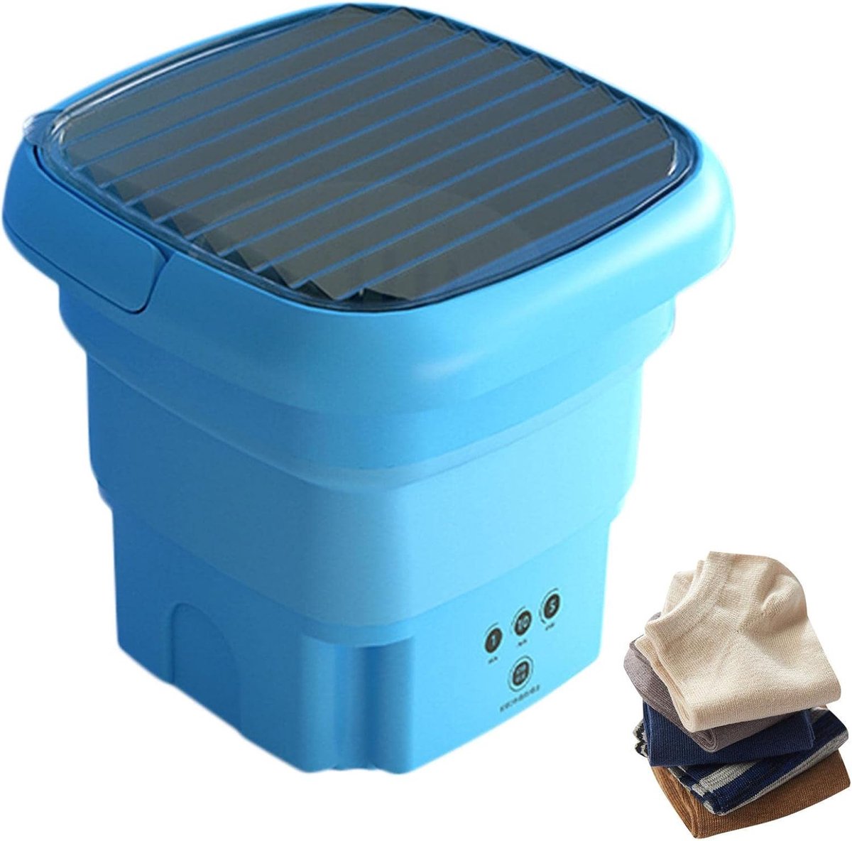 Opvouwbare Wasmachine Mini Washer Hygiënisch Persoonlijk Wassen Touchscreen Bediening 2.8 kg Capaciteit Lichtblauw