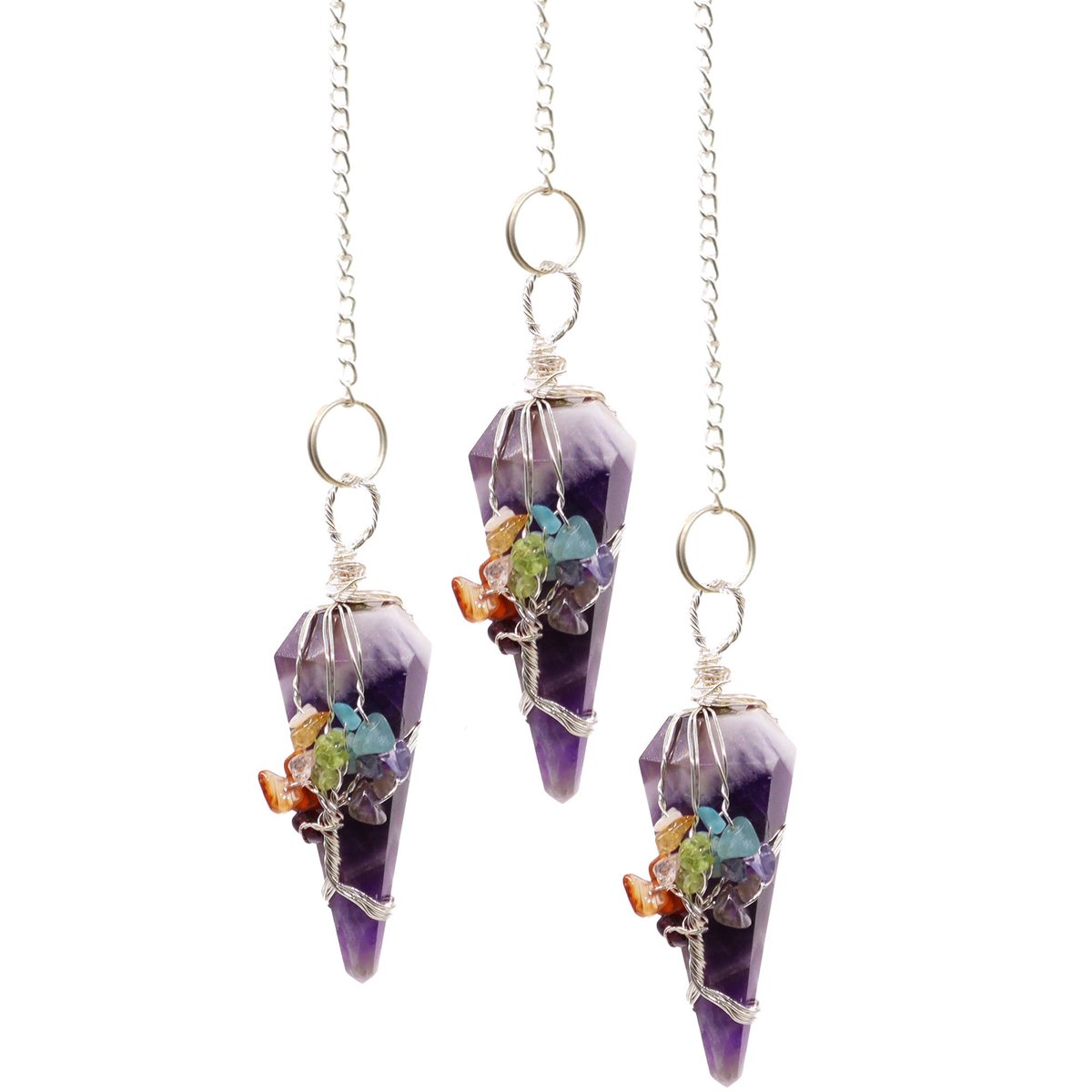 AW Gifts Magische Pendel - Zeven Chakra - Amethist multicolor