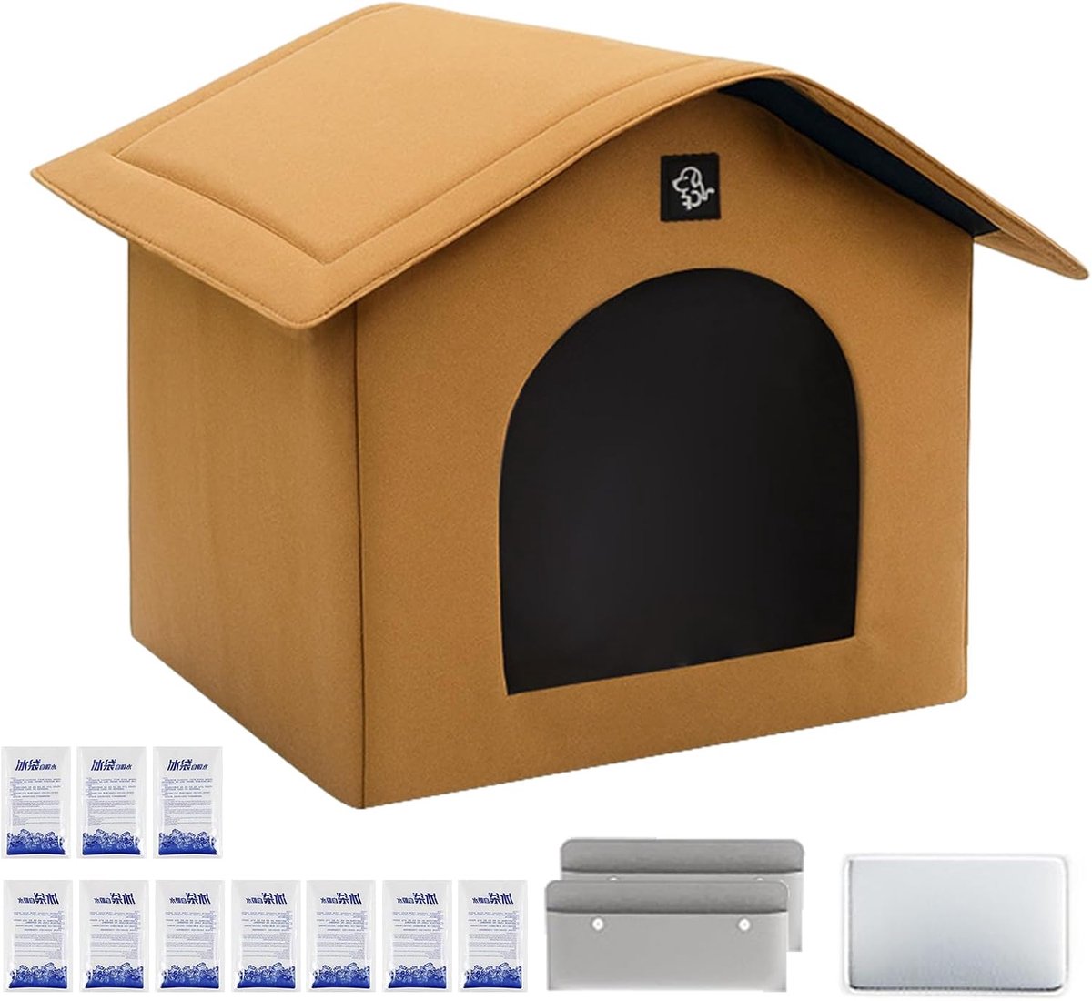Koelend Kattenhuis - Huisdier Tent - Zomerse Koelte - Isolerende Technologie - 32x32x25 cm - Kaki