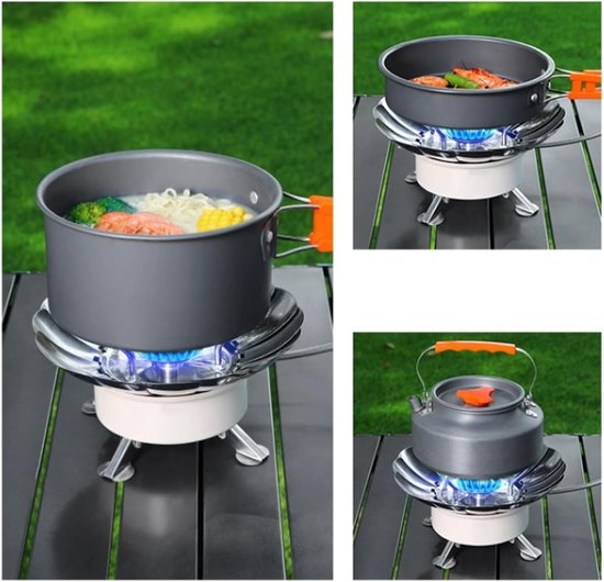 Camping kooktoestel - Draagbare kookplaat - Buiten koken - Inklapbaar roestvrij staal - 13.5 x 11.5 cm - Zilver — afbeelding 4