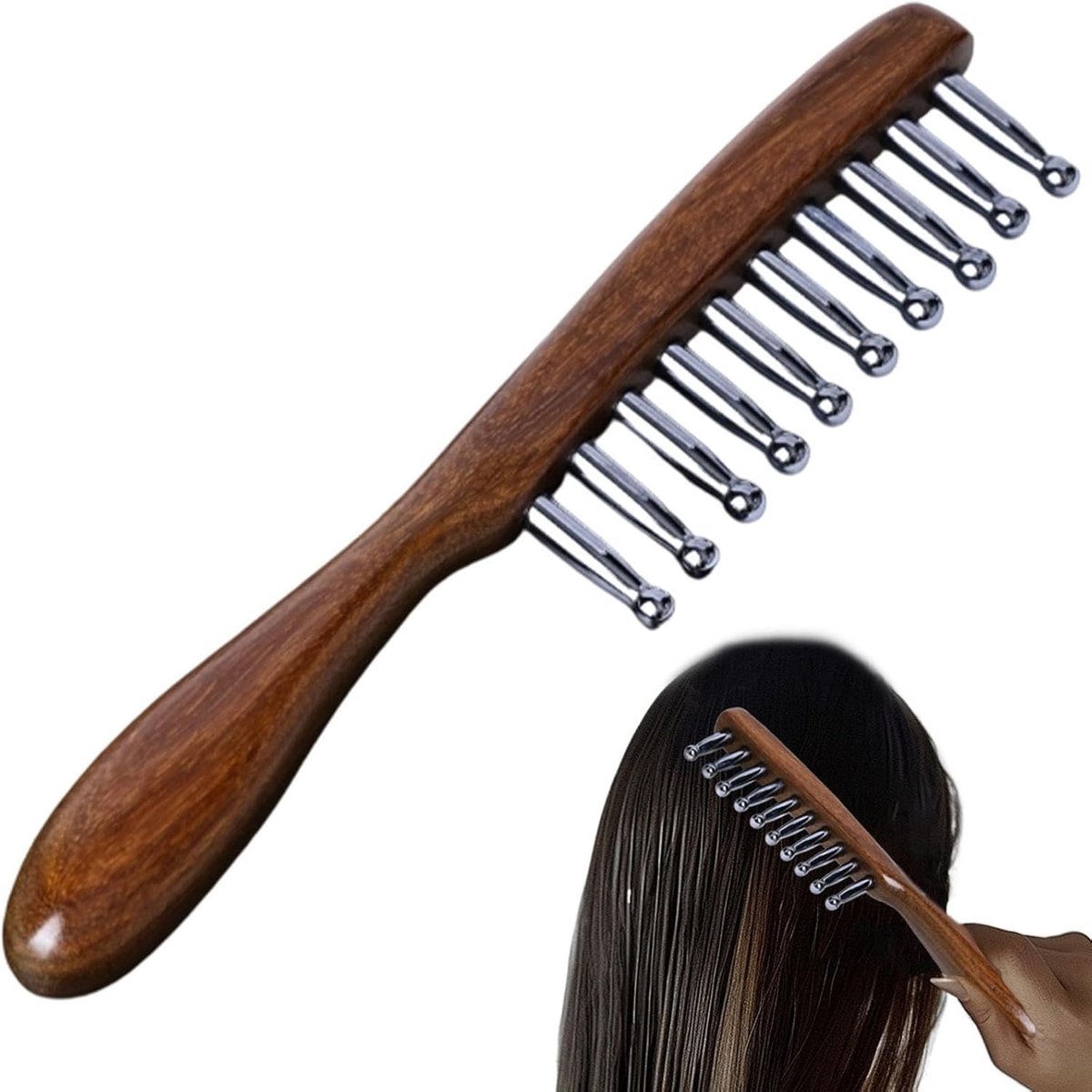Massagekam - Hoofdhuidborstel - Ontspanning en Styling - Antistatisch Houten Handvat - 19.5 cm - Niet gespecificeerd
