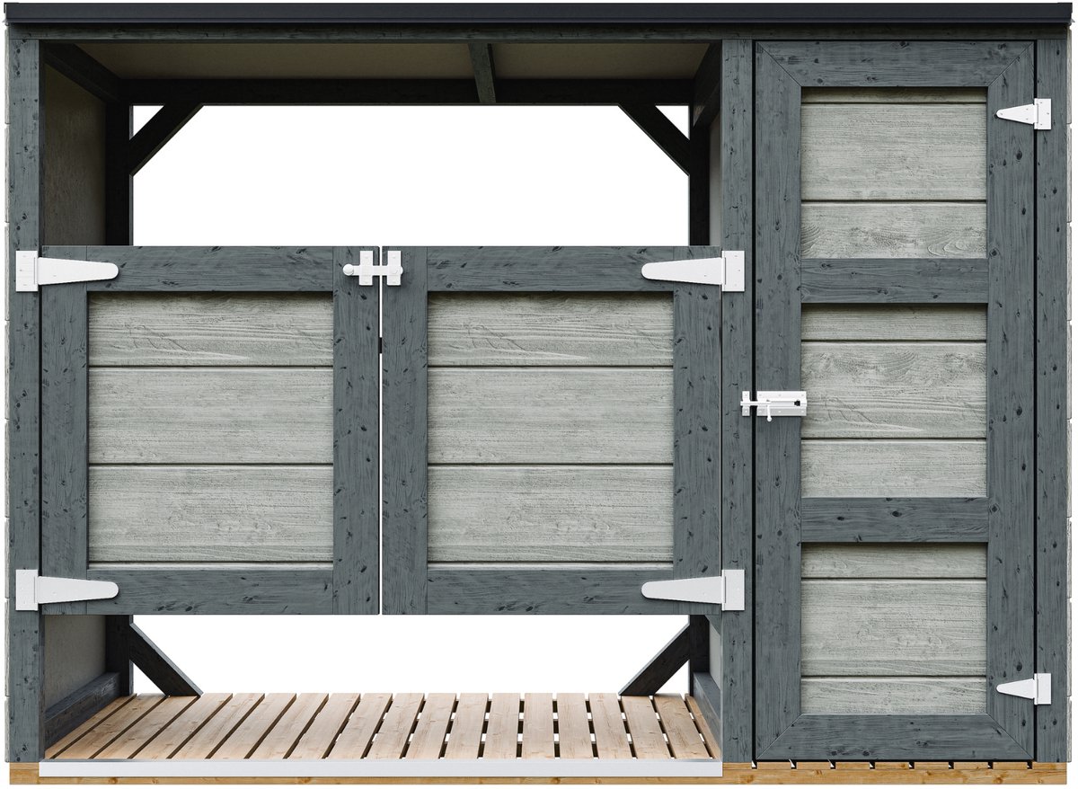Timbela M981A-TUNDRA CAVERN - LP SmartSide Kliko ombouw - 2x240L - met deuren - container ombouw hout