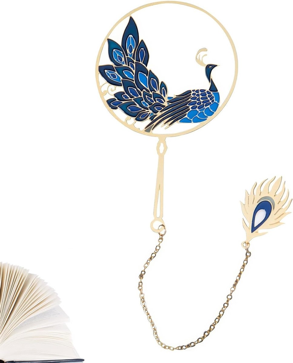 Tassel Boekenleggers van Metaal met Pauwen Design - Perfect als Cadeau voor Lezers, Vrienden en Studenten