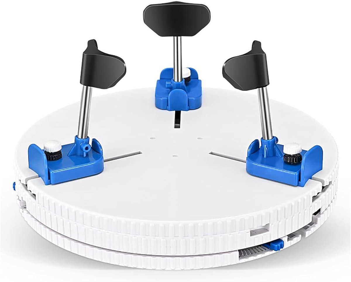Pottenbakkersschijf - Keramiek gereedschap - Aardewerk reparatie - Automatisch midden vinden - 20-30 cm schijfdiameter - Wit en blauw