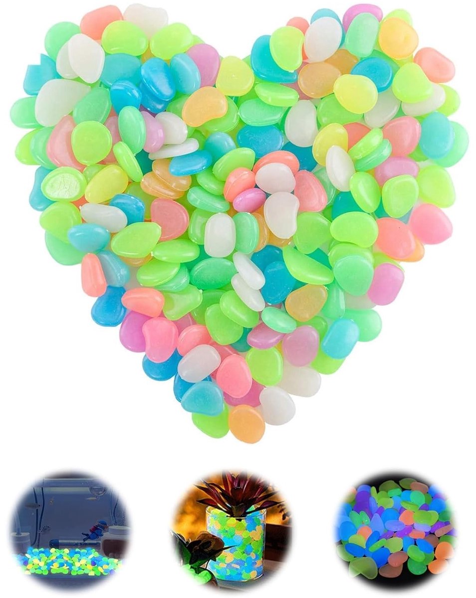 Kleurige lichtgevende stenen voor kinderen en aquaria, 400 stuks, decoratieve steentjes voor in het donker
