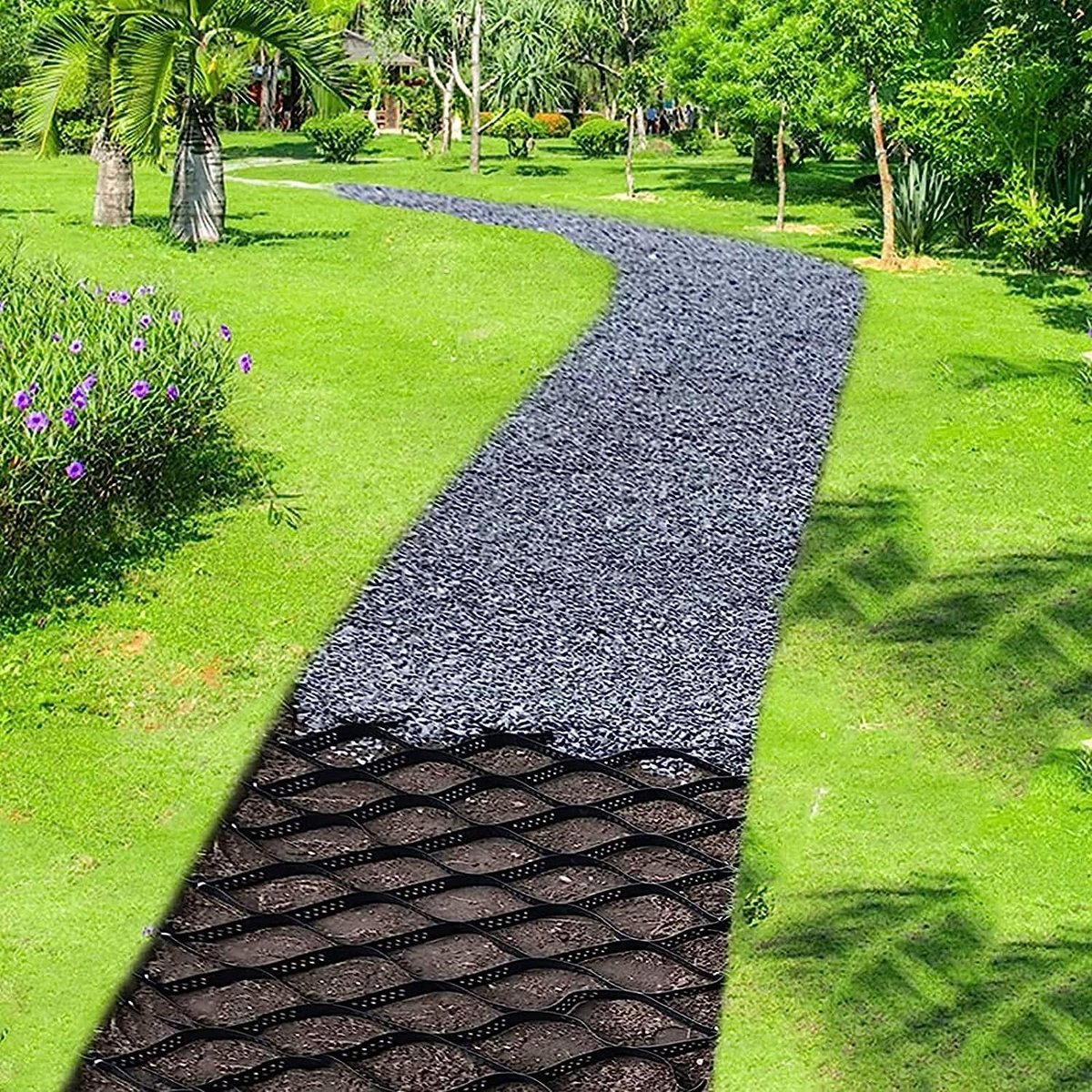 Grind rooster - Oprit verharding - Stabiliteit bieden - Hoge laadcapaciteit - 2 x 75 x 10 ft - Zwart