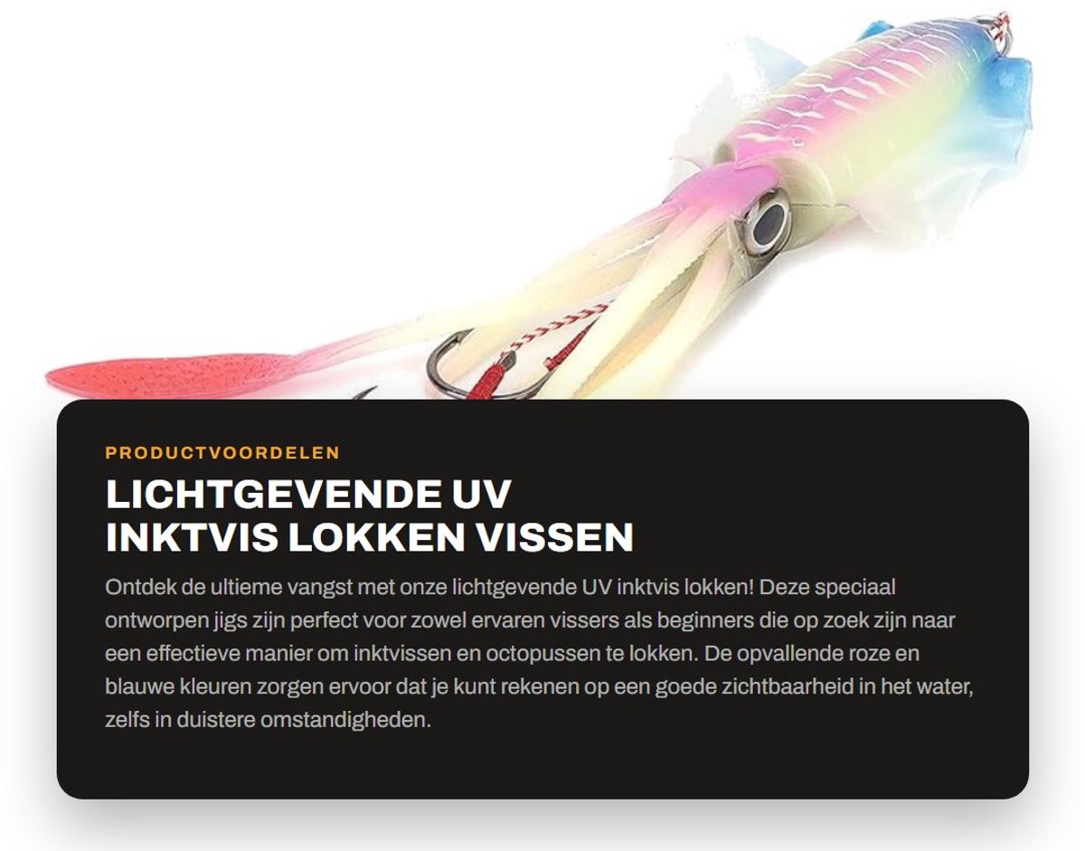 Dailygoods- Inktvis Lokken Lichtgevend - UV Inktvis Jigs - Vissen Aas - Zacht Lokken - Octopus Lokken - Met Haak - Vissenaas