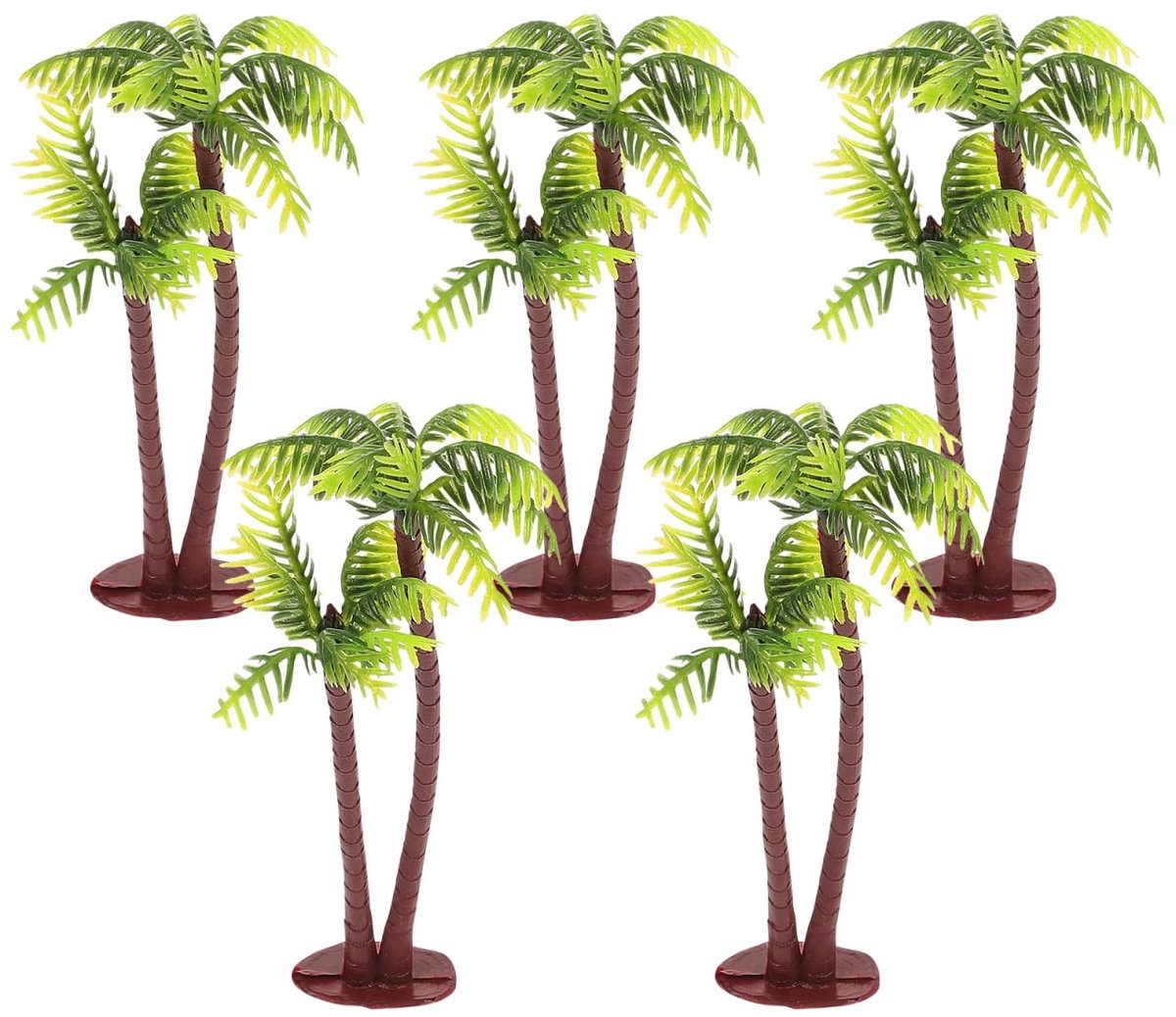 Dailygoods- Kokosnootboom Kunststof Waterdicht - Miniatuur Plant - Aquarium Decoratie - Bonsai DIY - 5 Stuks - Realistische Vorm - Miniatuurplant
