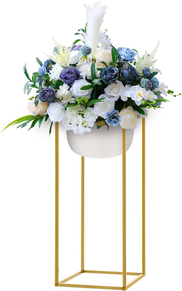Metalen bloemenstandaard - Geometrische vaas - Decoratie presenteren - Robuust ijzer ontwerp - 60 cm hoog - Goud