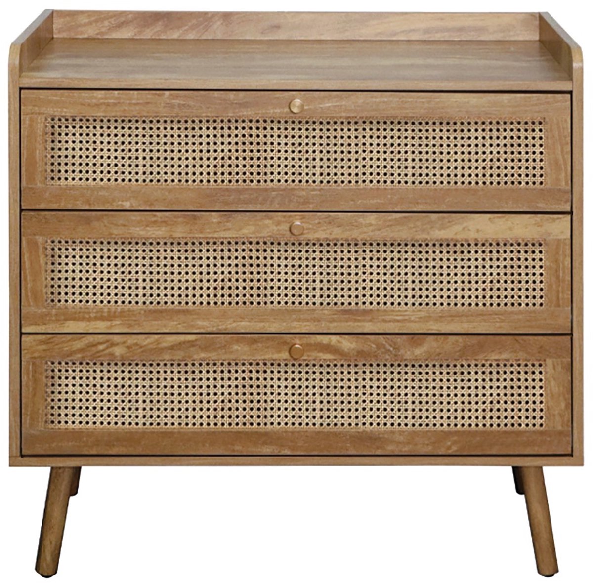 CALICOSY - Ladekast met 3 lades en fronten van natuurlijk rotan L80 cm - PALMO