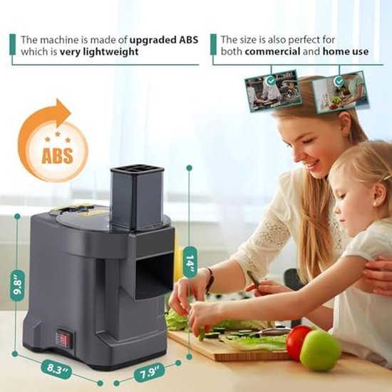 Elektrische Groentesnijder - Keukenmachine Hakmolen - Snelle Voedselbereiding - Multifunctioneel Snijden Hakken - 350 mm Hoogte - Zilver Grijs — afbeelding 2