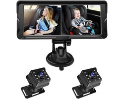 Baby Car Dual Channel Camera 6,8 inch 1080p monitor met IR nachtzicht en 150° brede kijkhoek, draaibaar voor achteroriëntaties