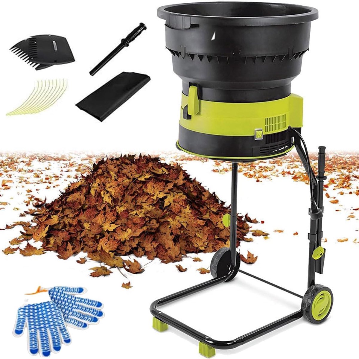 Elektrische Bladmulcher - Tuinversnipperaar - Composteren Tuinafval - Grote Invoertrechter - 54 cm Trechter - Zwart