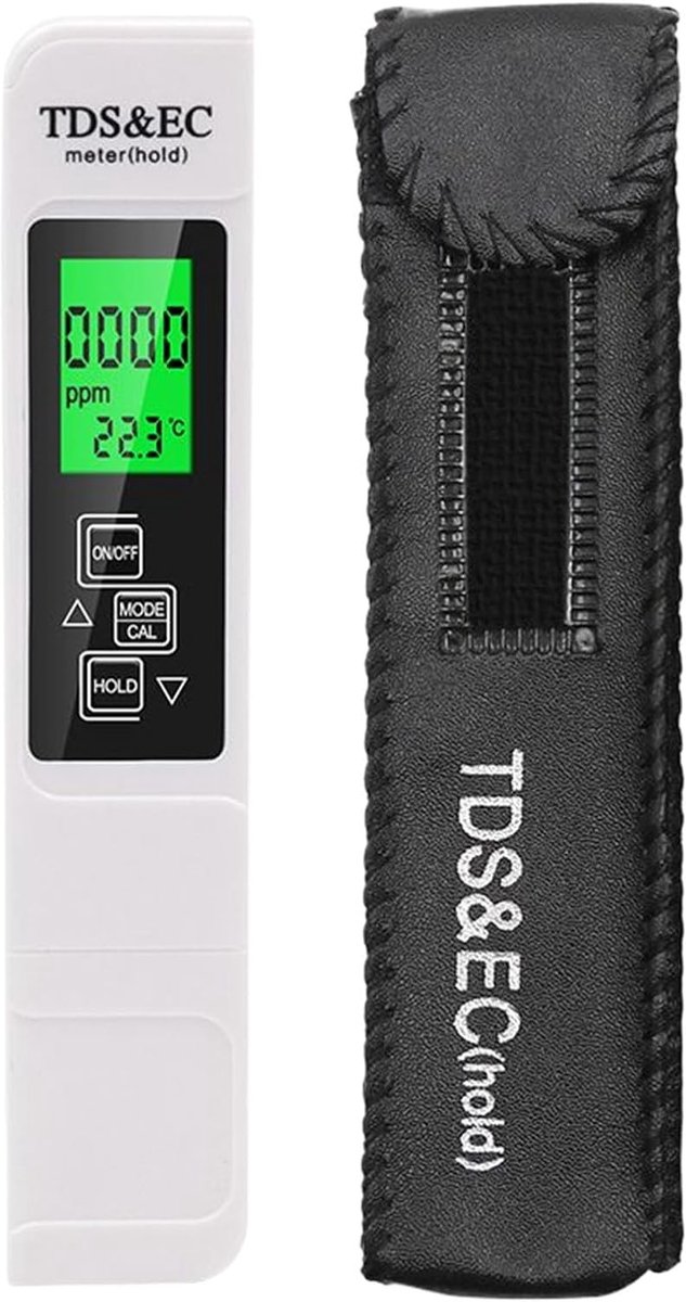 Waterkwaliteit Tester - PPM Meter - Water Analyse - Draagbaar Digitaal - 14 cm - Zwart