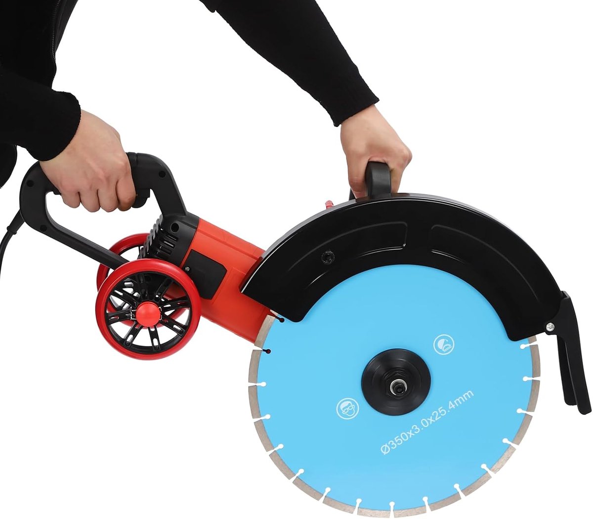 Elektrische Betonfrees - Muur Groeffrees - Snel Muren Frezen - Waterkoeling Stofbescherming - 135 mm Diepte - Zwart Rood Blauw