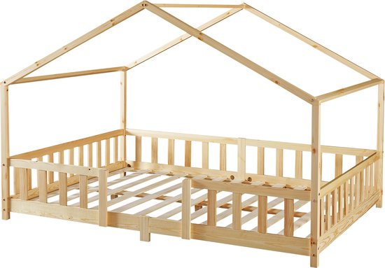 Kinderbed Treviolo huisbed 120x200 cm naturel [en.casa]