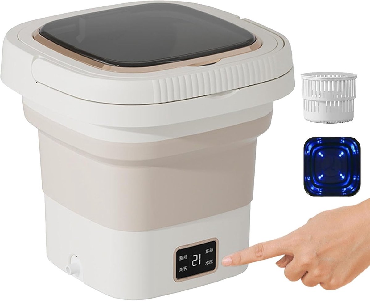 Draagbare Wasunit Opvouwbare Wasmachine Kleine Wasjes Intelligent Digitaal Display 9 Liter Melkwit