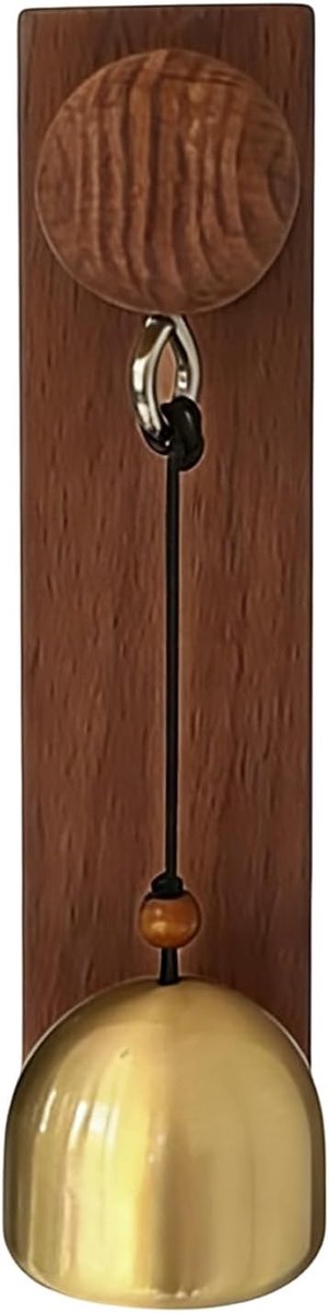Deurbel Hout Koper - Winkelbel Entree - Bezoekers Verwellekomen - Roestbestendige Kwaliteit - 15 x 6 x 4 cm - Houtkleur