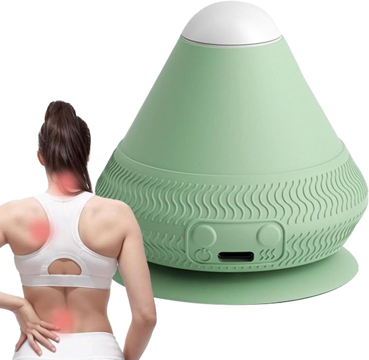 Warmtemassage Bal - Vibratiemassage Roller - Spierontspanning Verlichten - Magnetische Zuignap - 8 x 7 x 7 cm - Grijs
