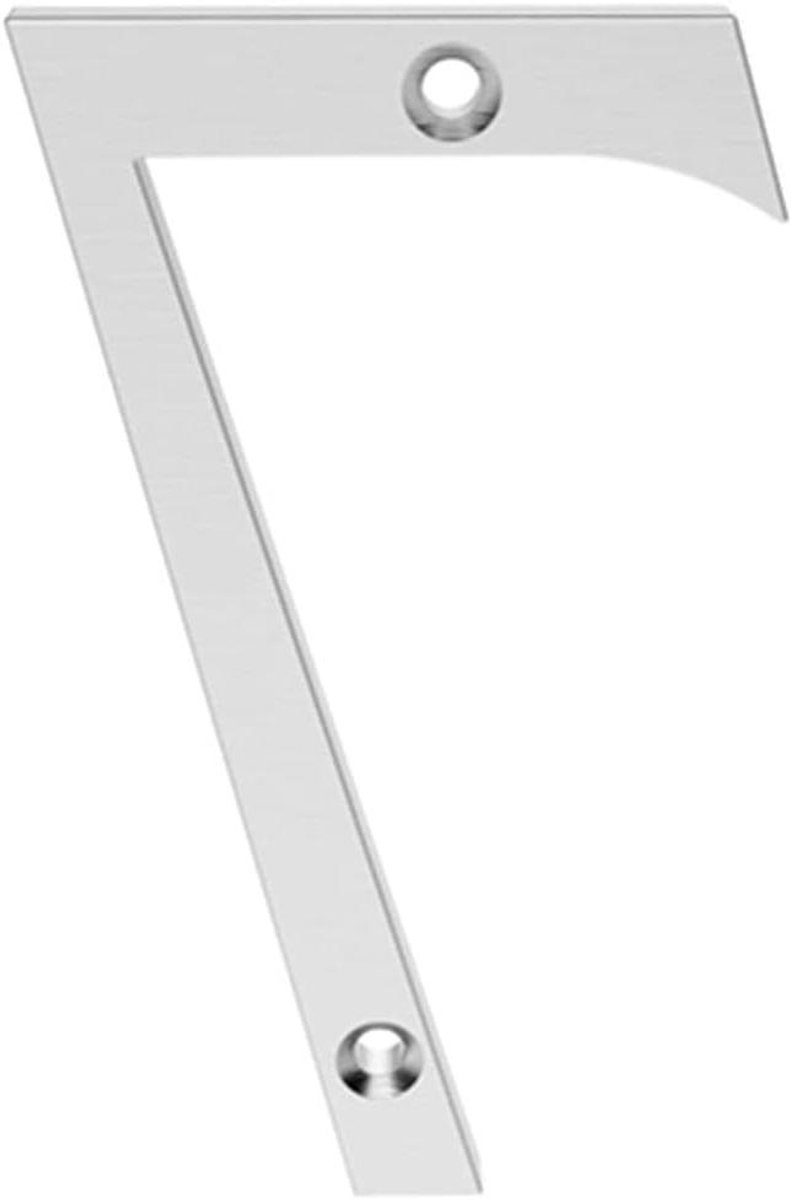 Satijn Chrome Deurnummer 7 - Huisnummer 7 - Deur Nummering - Satijn Chroom Afwerking - 75mm Hoogte - Chroom