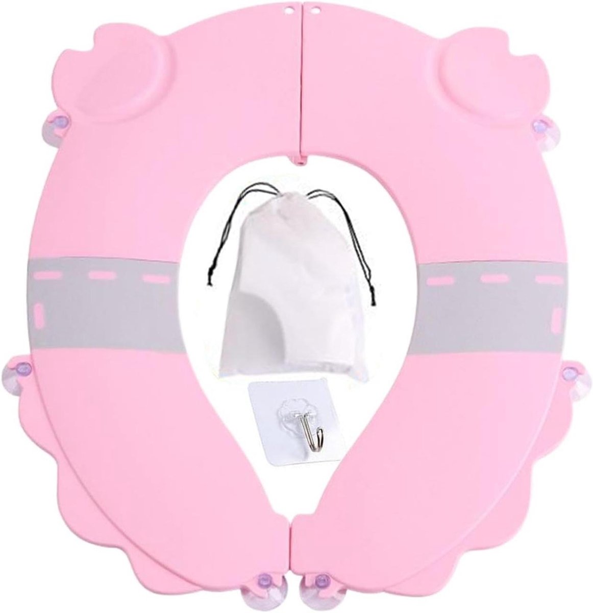 Opvouwbaar Toiletbril - Draagbaar Potty - Zindelijkheidstraining - Antislip Ondersteuning - 36.6 x 31.8 cm - Roze
