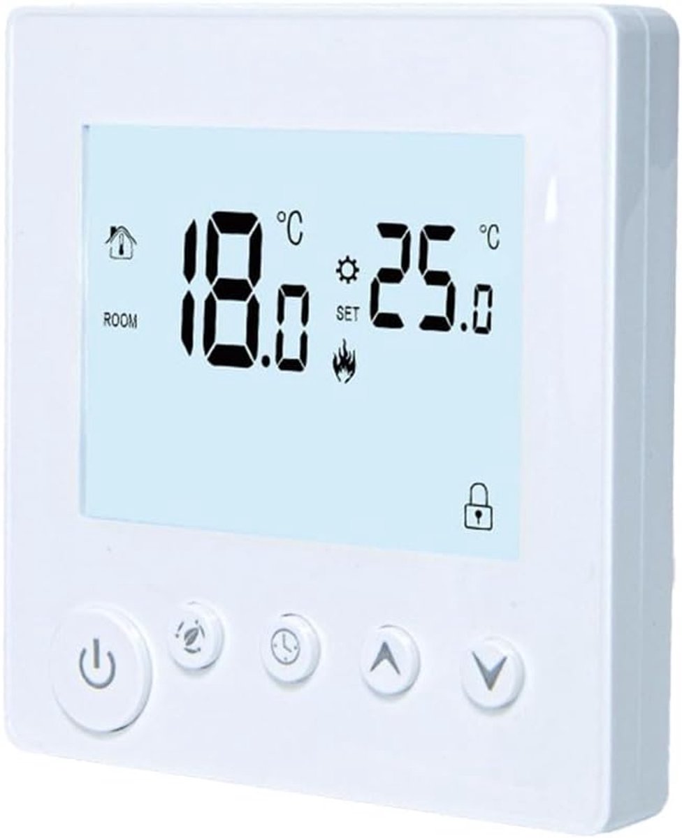Digitale thermostaat - Vloerverwarming regelaar - Comfort regelen - Weekprogramma instelbaar - 16A/3A - Wit