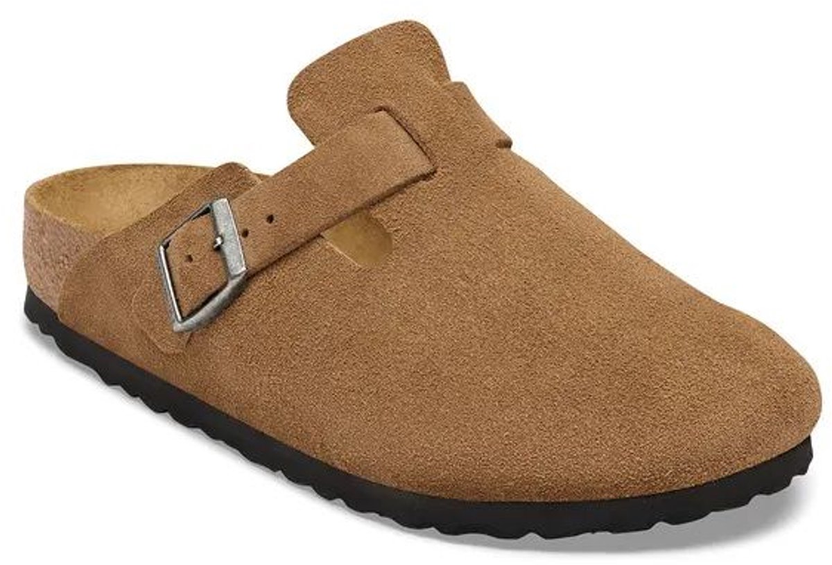 Birkenstock Boston Suede Leather Dark Tea Narrow Bruin