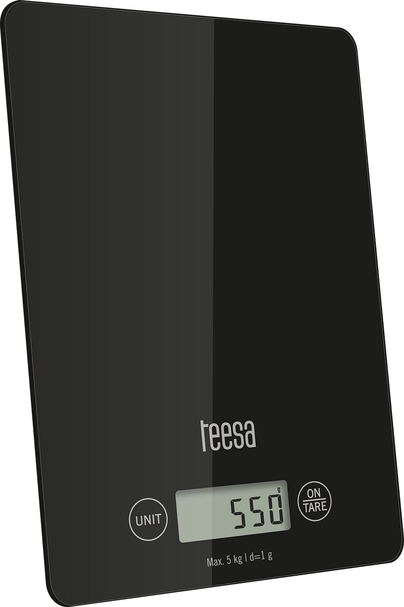 Teesa TSA0804-B - Digitale Keukenweegschaal - Zwart - 5 kg - Tarafunctie