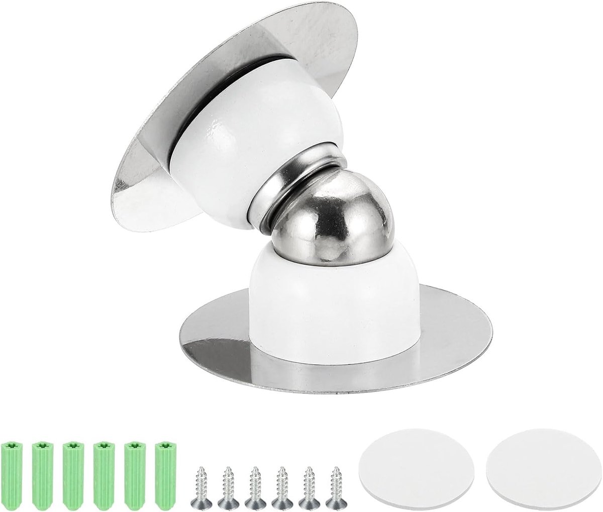 Magnetische Deurstopper - Deurhouder Vloer - Deur Open Houden - Roestvrij Staal - 48 mm Lengte - Wit