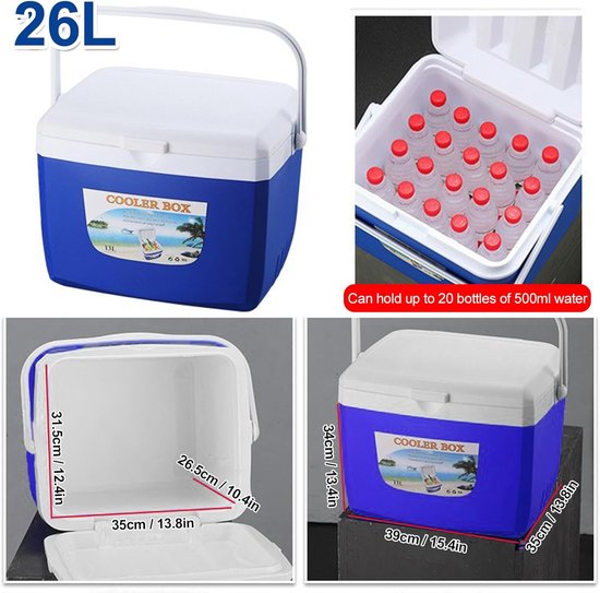 Geïsoleerde Koelbox - Lunchbox Koeltas - Buitenactiviteiten - EPS Isolatielaag - 32 x 23 x 20 cm - Wit — afbeelding 4