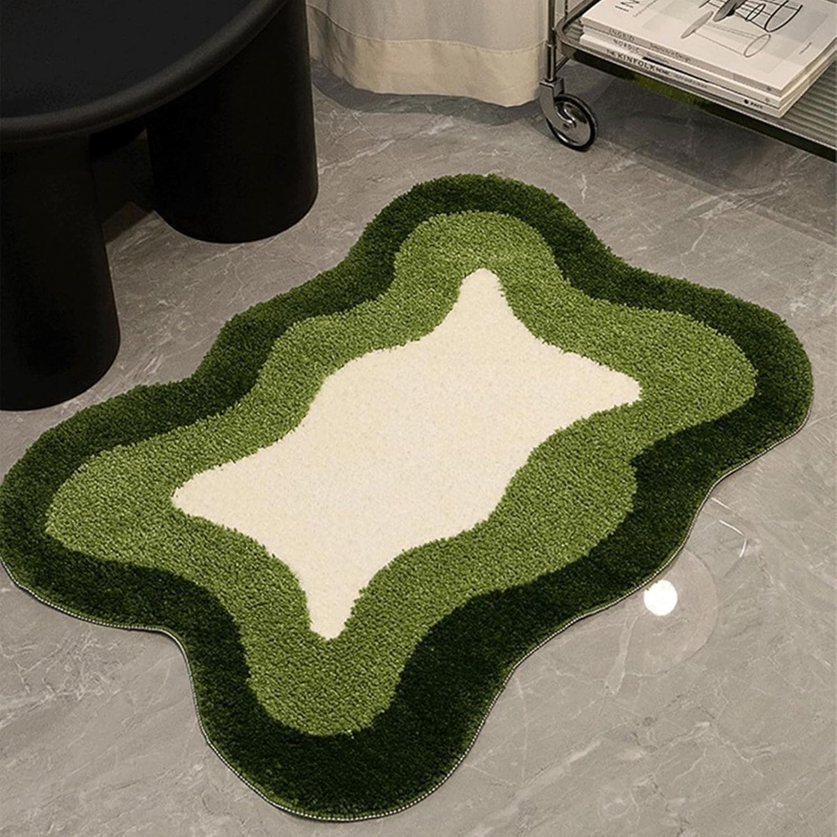 Een cool en stijlvol vloerkleed met wolkenpatroon, perfect Geschikt voor moderne slaapkamers en woonkamers (60 x 90 cm, groen).